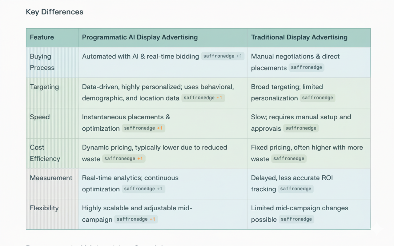 Differences of Programmatic AI vs Traditional Display Ads Display Difference