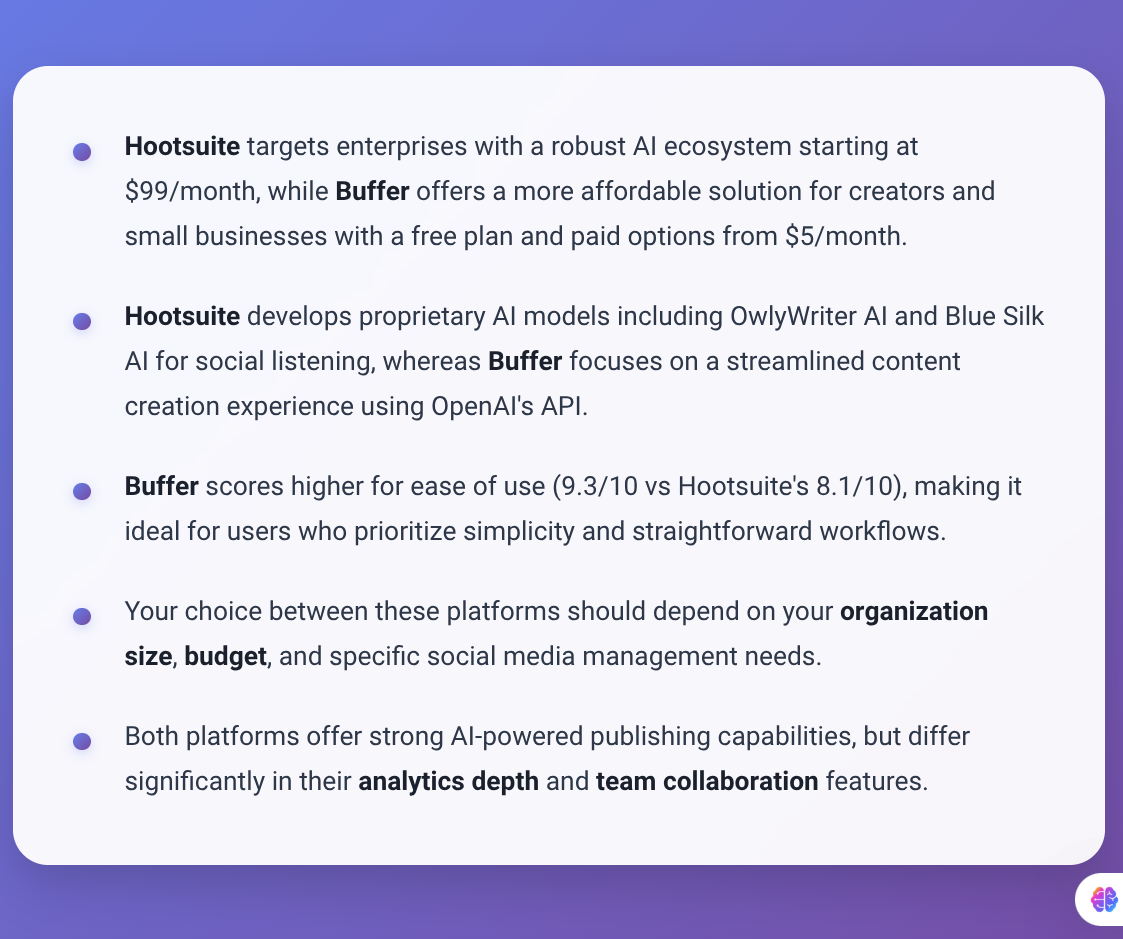 HootBuffer Bullet List Bullet Points